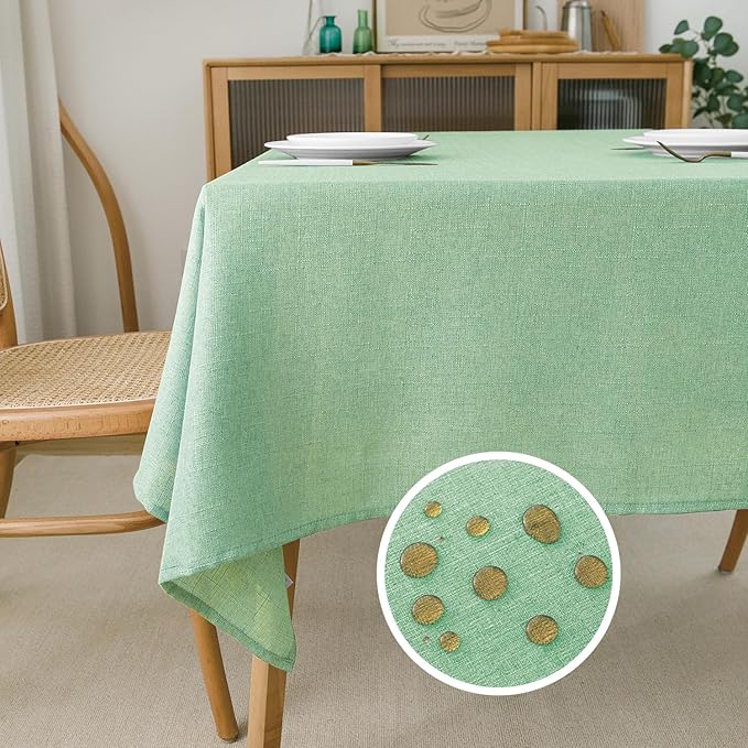 NLMUVW Light Green Linen Tablecloth Rectangle, Sage Table Cloth Farmhouse by NLMUVW