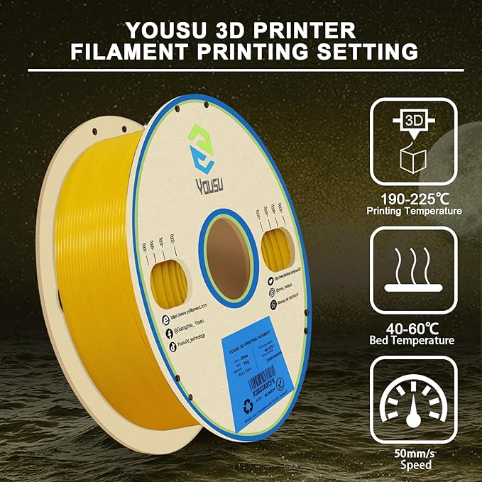 YOUSU 3D Printer Filament 1.75mm PLA Filament Glow in Dark PLA Filament Yellow - Image 4