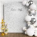 Qcity Matte White Sequin Wall Backdrop 30PCS, Square Sequin Glitter Backdrop by QCITY