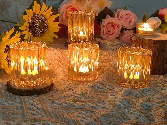 GOLDEAL 12Pcs Gold Glass Votive Candle Holders Tealight Holders Decorative - Image 7