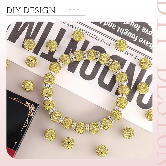 200pcs 10mm Light Yellow Rhinestone Beads - Image 4
