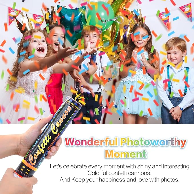 Confetti Cannon Multicolor 12 Pack Biodegradable Confetti Popper Party Confetti - Image 6