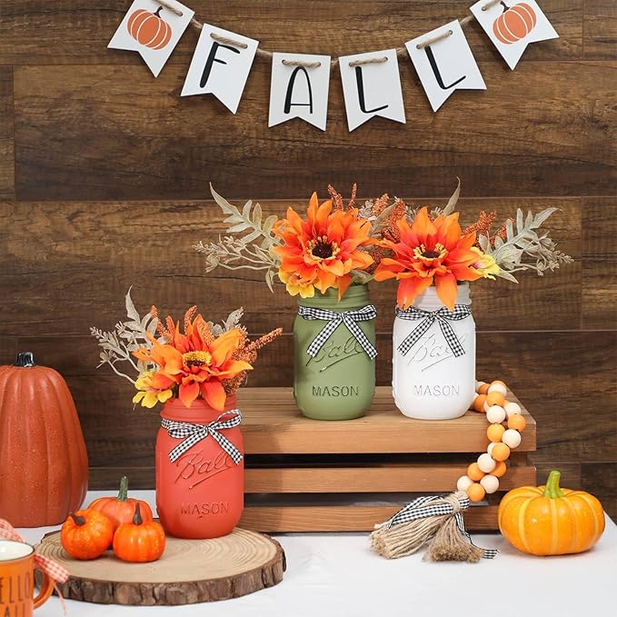 Thanksgiving Fall Mason Jar Centerpiece - Image 2