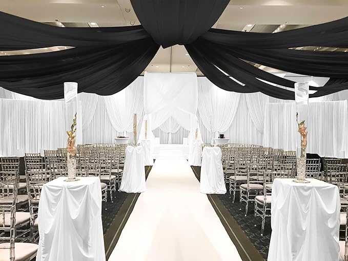 6 Panels Black Ceiling Drapes for Wedding, 5ftx20ft Ceiling Drapes Cheesecloth - Image 5