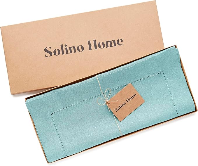 Solino Home Linen Aqua Blue Table Runner 132 Inches Long - Image 6