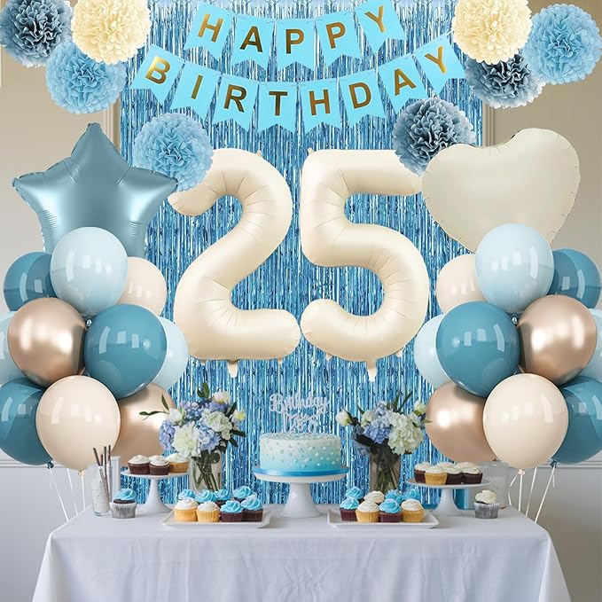 Dusty Blue 25th Birthday Party Decorations - Image 2