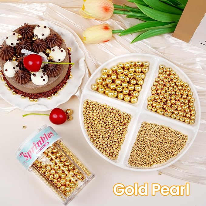 Gold Edible Sugar Pearl Sprinkles - Image 5
