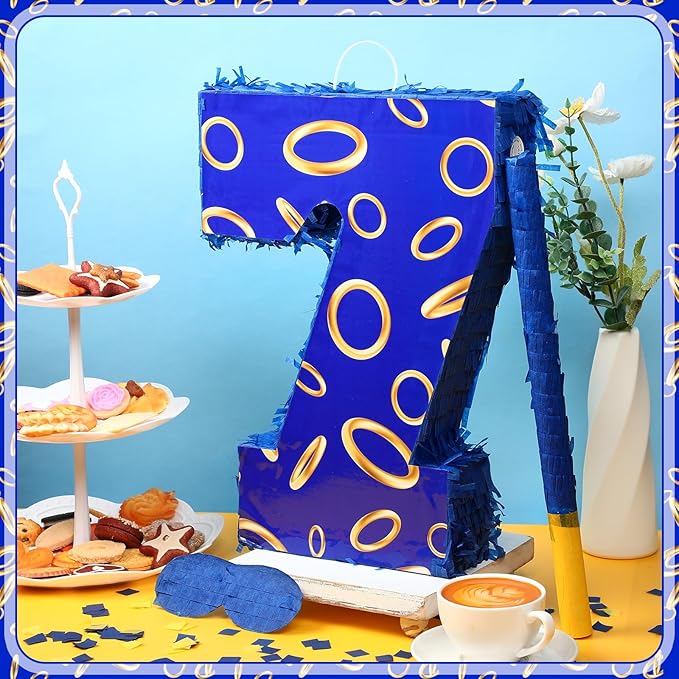 Number 7 Blue and Golden Rings Piñata - Image 5