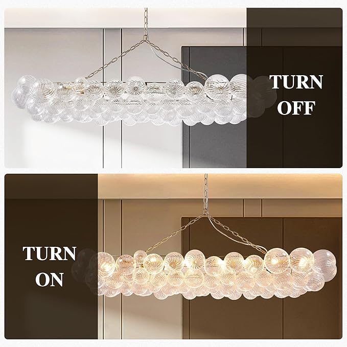 Nordic Bubble Ball Swirled Glass Chandelier, 62 inch Long Rectangular - Image 3