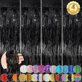 Black Fringe Curtain Party Streamers 4Pack 3.3 x 8.3 Ft Foil Fringe Backdrop by UWPVOWSR