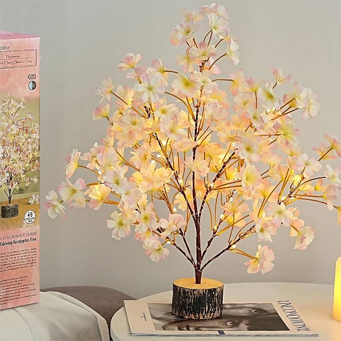 19Inch Cherry Blossom Tree Light, Lighted Artificial Tree by CENMORISE