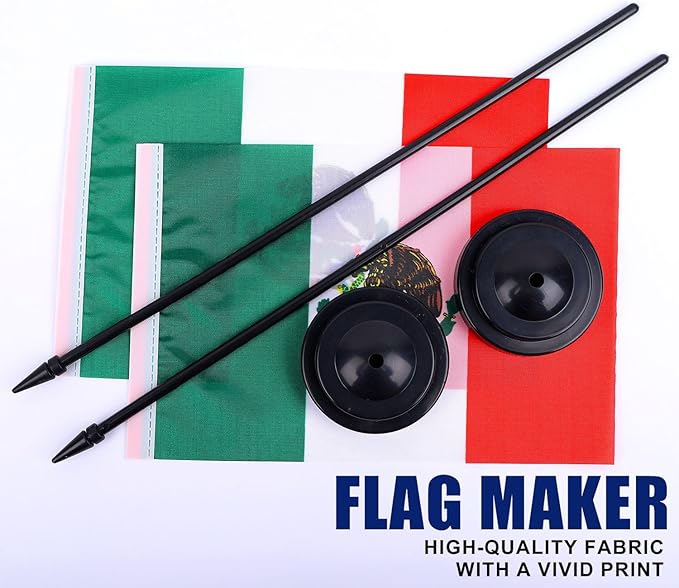 Mexico Desk Flag 12" Solid Pole Deluxe Set Mexican Flags Banner Mini Small - Image 5