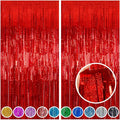 Melsan 2 Pack Red Tinsel Foil Fringe Curtains Backdrop, Sparkle Tinsel Backdrop by Melsan