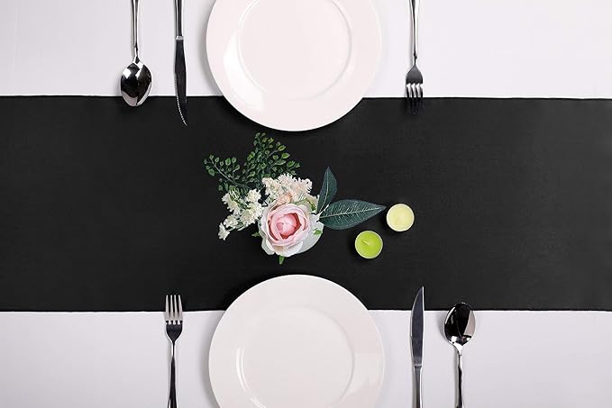 10-Pack Satin Table Runner Black 12 x 108 inches Long, Table Runners - Image 2