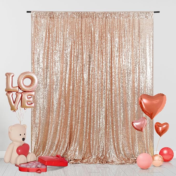 Eternal Beauty Sequin Backdrop Curtain, 4FT x 8FT Rose Gold Background by EternalBeauty