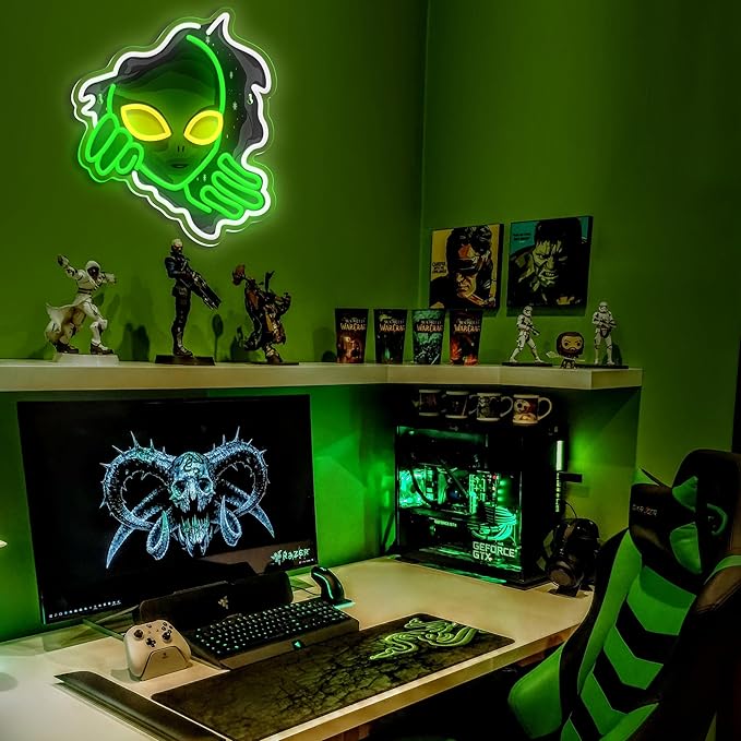 Alien Neon Sign, Dimmable Green Alien Led Neon Lights - Image 4