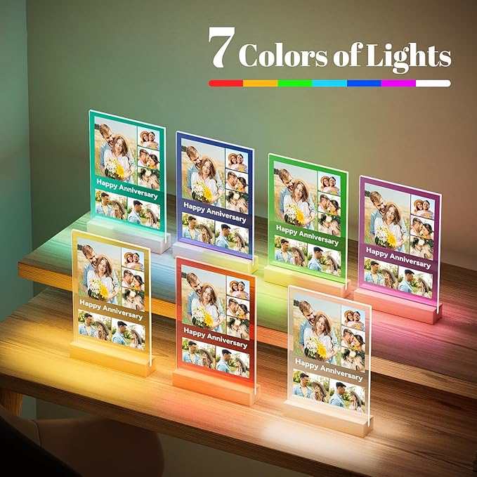 Custom Picture Frames with Photos, Personalized Photo Frame with Night Light - Image 6