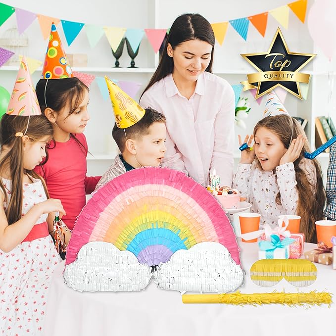Rainbow Pinatas Bundle with a Blindfold and Bat, Rainbow Pinatas - Image 7
