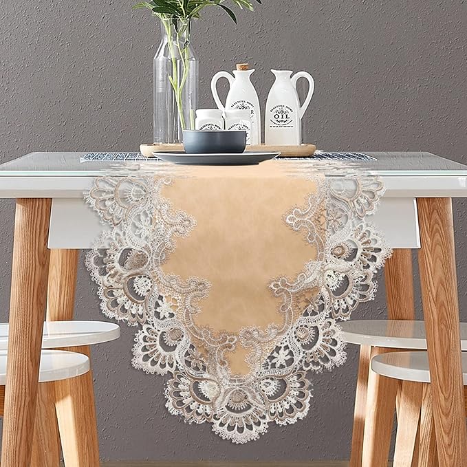 Vintage Lace Dining Table Runner, 72 Inches Macrame Coffee Table Runners by Fhberni