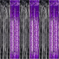 TONIFUL 2Pcs Black Purple Door Streamers, Photo Booth Backdrop Metallic by TONIFUL