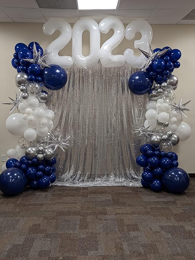 Silver Sequin Backdrop Curtains 2 Panels 4FTx8FT Wedding Photo Backdrop Drapes - Image 3