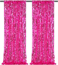 18mm Glitter Payette Backdrop 2 Panels 4ftx8ft Hot Pink Sequin Drapes Panels by Fanqisi