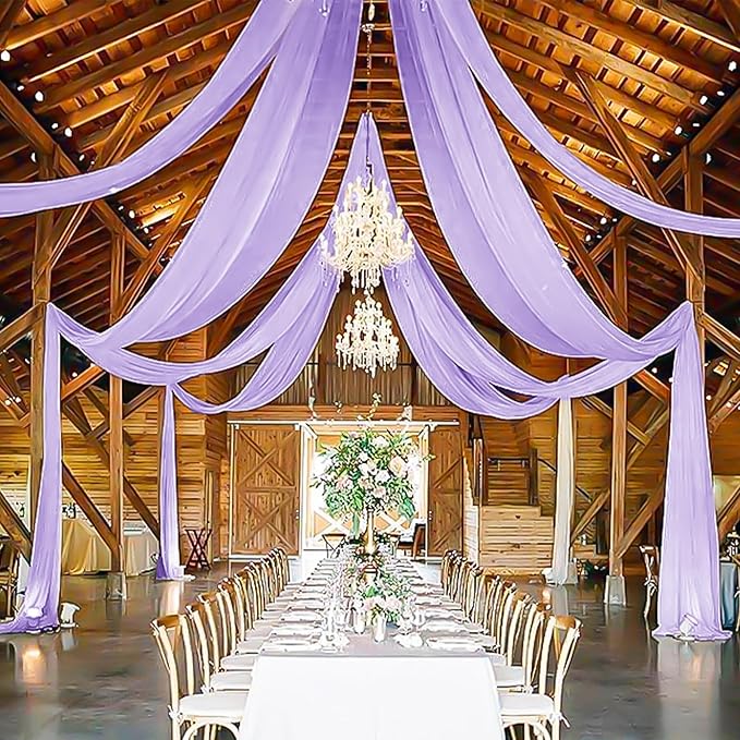 6 Panels Lilac Wedding Ceiling Drapes 5ftx10ft Ceiling Drapes Chiffon Fabric - Image 4