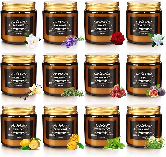 12 Pcs Scented Candles with Added Natural Essential Oils, Suitable - Image 2