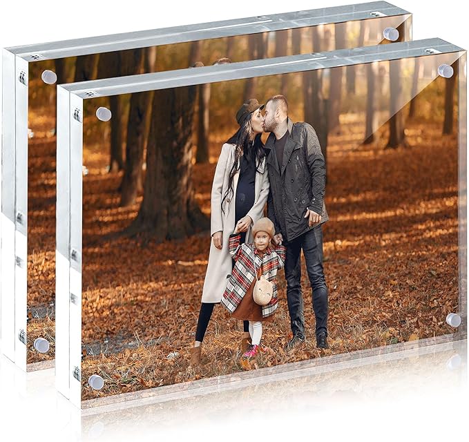 JOHOUSE 2 Pack 8 x 10 Acrylic Picture Frames, Double Sided Magnetic Photo by JOHOUSE