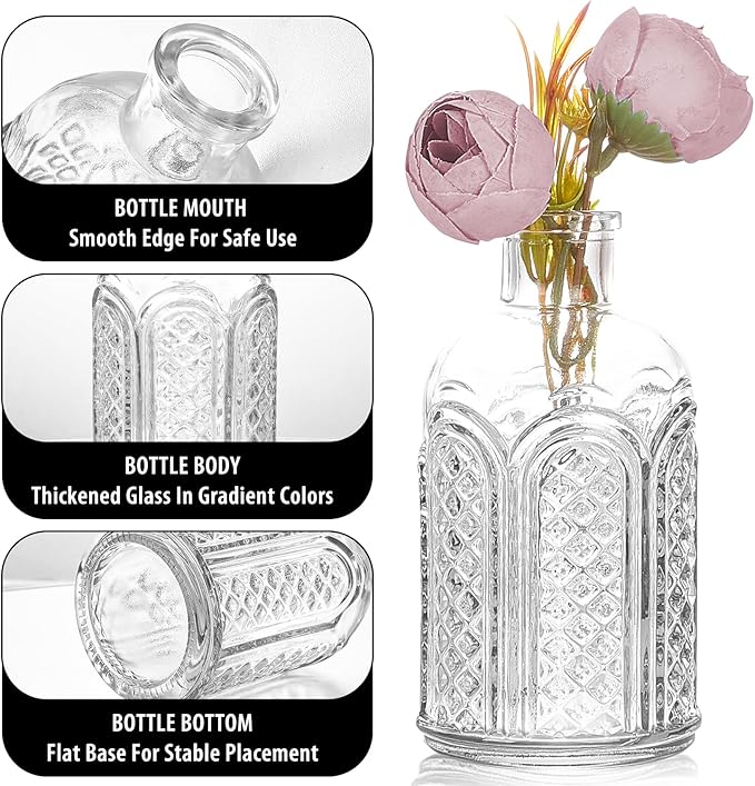 Glass Bud Vase Set of 12, Small Flower Vases - Image 3