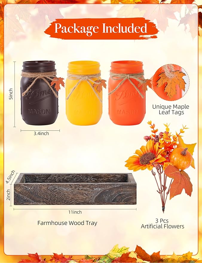Mason Jar Fall Thanksgiving Centerpieces - Image 2
