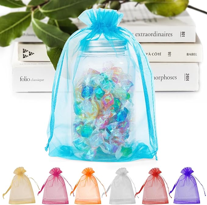 ANZNKU 100 Pack Organza Bags 6x9 Inch, Mesh Bag Drawstring Jewelry Pouches by ANZNKU