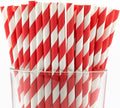 Pack of 900 Red Swirls Biodegradable 4-Ply Paper Drinking Straws by Stephanie+Imports