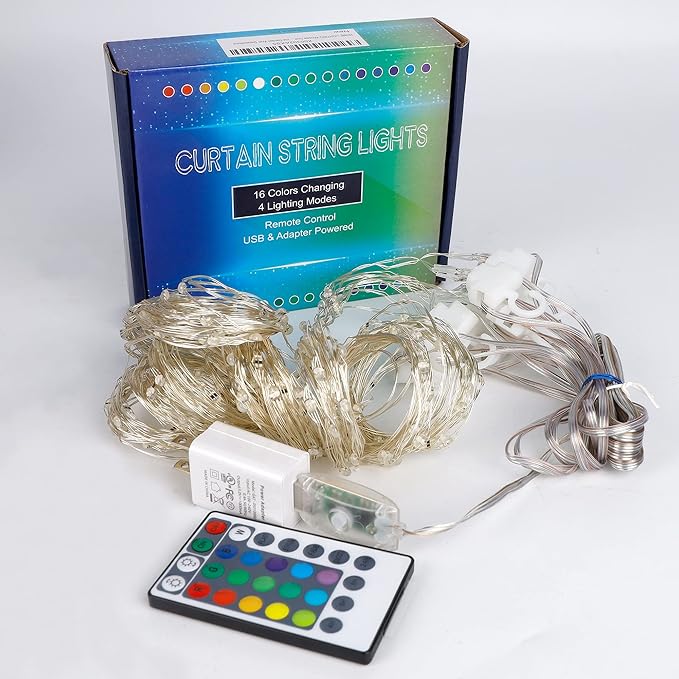 HOME LIGHTING Window Curtain String Lights, 300 LED RGB 16 Colors Changing - Image 7