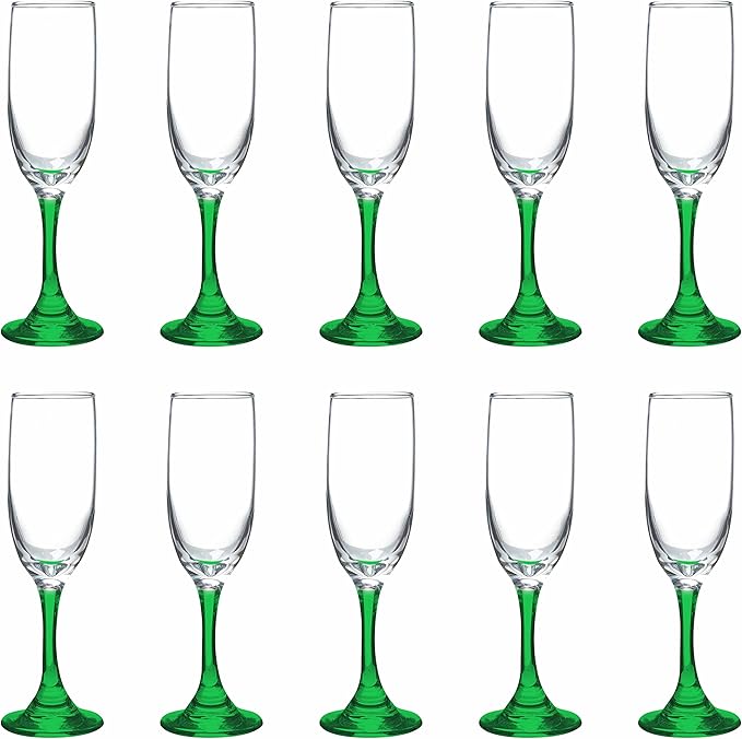 DISCOUNT PROMOS Premiere Champagne Flutes 6.25 oz. Set of 10, Bulk Pack by DISCOUNTPROMOS