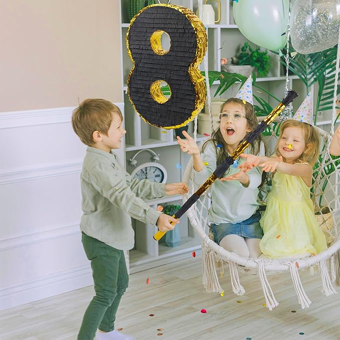 PCFING 20 Inch Number 8 Piñata Gold Black - Image 5