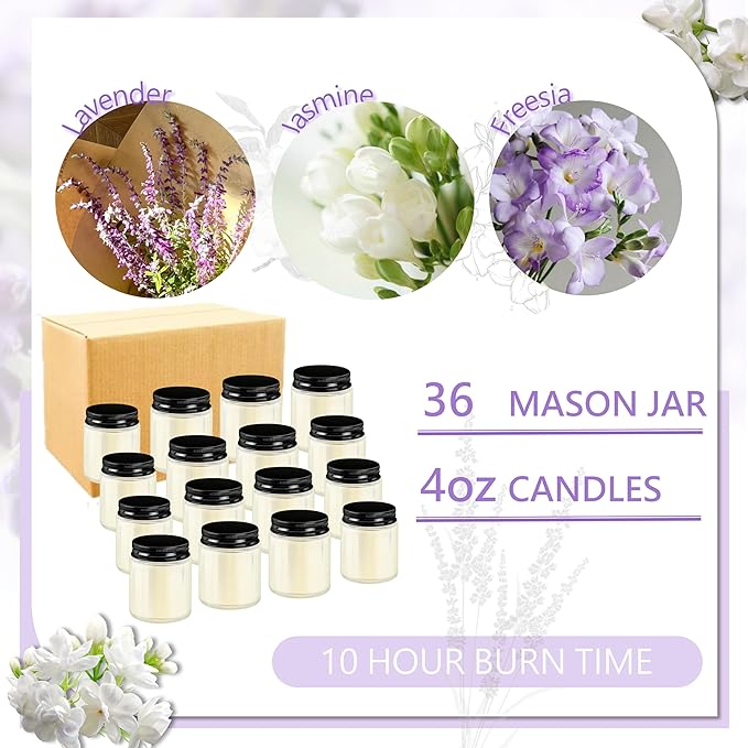 ACITHGL 36 Pcs 4oz Mini Mason Jar Candles Small Scented Candles Bulk - Image 3
