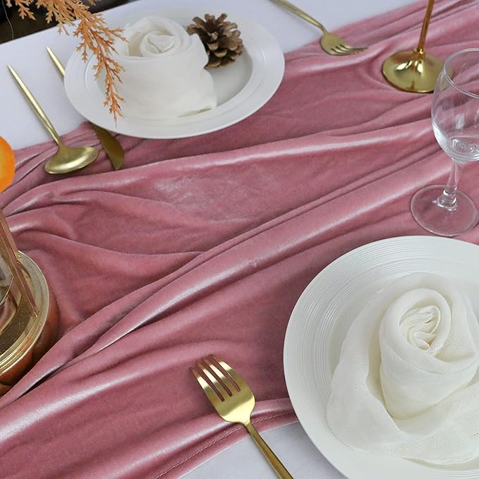 Velvet Table Runner, 10ft Luxurious Wedding Reception Decorations Soft Velvet - Image 2