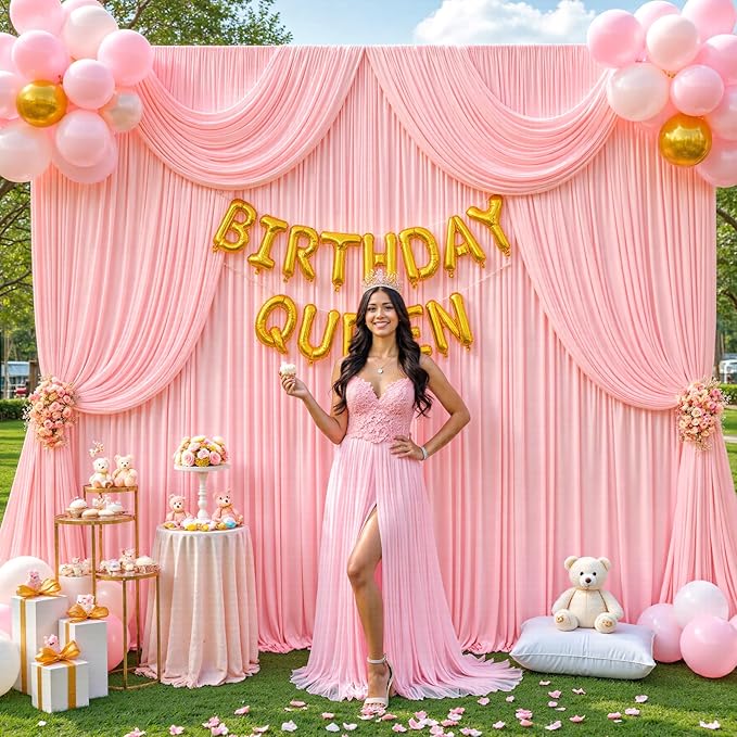40ft x 12ft Blush Pink Backdrop Curtains Wrinkle Free Backdrop Curtain - Image 3