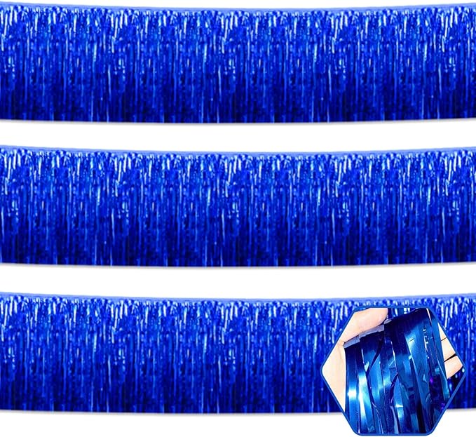 3 Pack 10 Long Blue Metallic Foil Fringe Garland Wall Hanging Tassle Banner by Ferwzsr