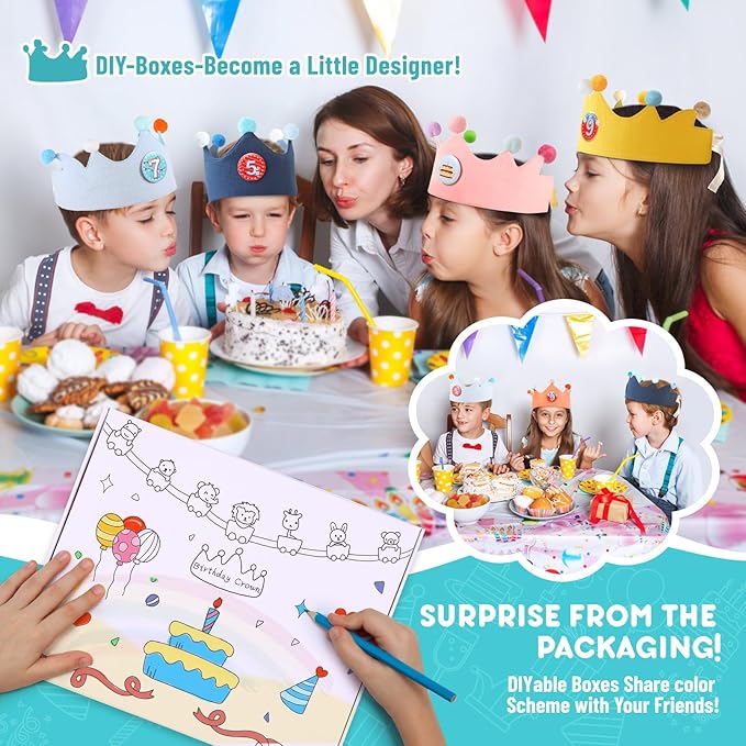 Reusable Birthday Crown with Numbers, Kids Birthday Hat Fabric Crown Pertain - Image 5