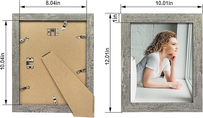 8x10 Picture Frame Set of 4, High Definition Glass Distressed Moss Green Frame - Image 4