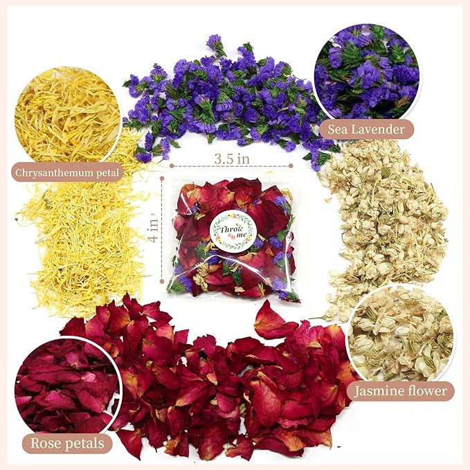 Oning 52 Pack Mix Biodegradable Confetti, Dried Flower Petals, Real Rose Petals - Image 3