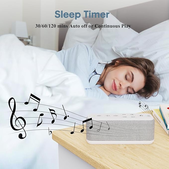White Noise Sound Machine with Bluetooth, 3000mAh Battery Powered, 40H Long - Image 4