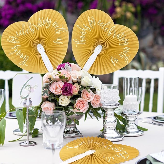 120 Pieces Paper Hand Held Fan Bulk Paper Folding Fans - Image 2