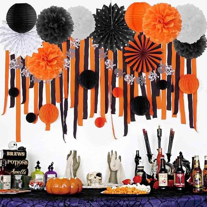 Black Orange White Halloween Party-Decorations - Image 7