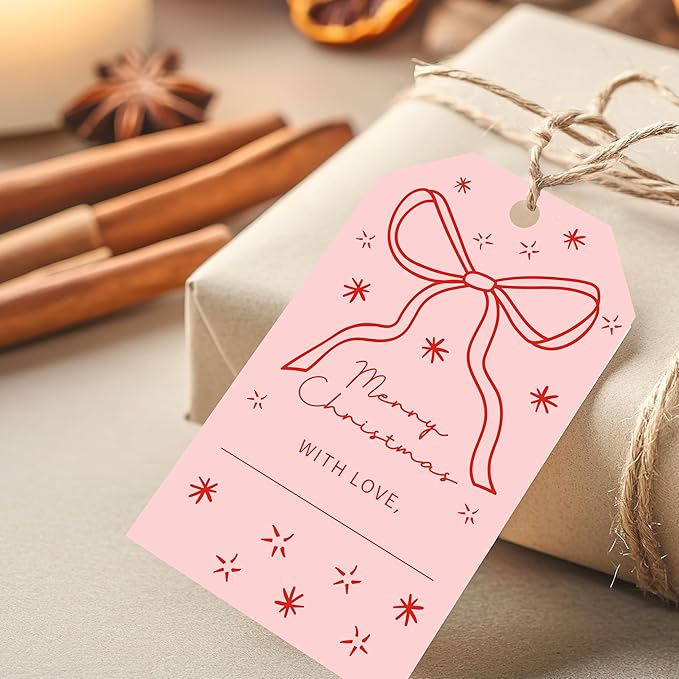 50 Pcs Christmas Gift Tags, 2.1"×3.5" Merry Christmas Tags by HandEasy