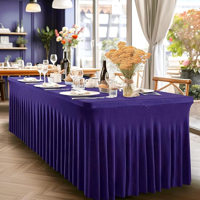 Wish Care 2 Pack Dark Purple Spandex Table Clothes - Image 4