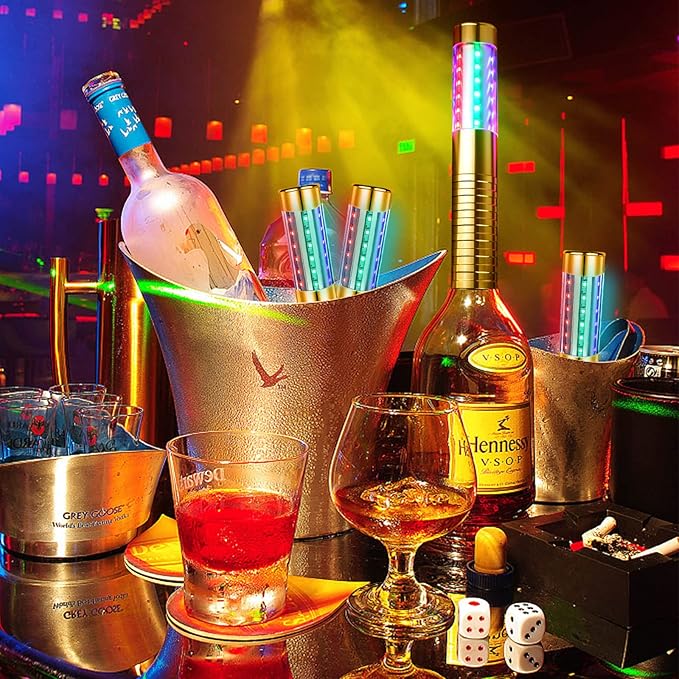 4 Pieces Strobe Baton Bottle Service Sparklers Metallic Bottle Service Lights - Image 6