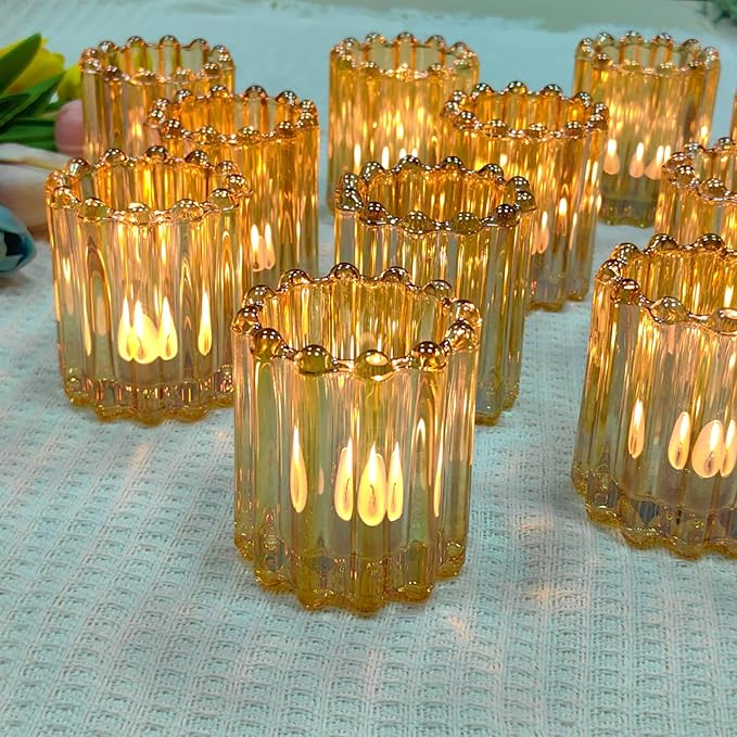 GOLDEAL 12Pcs Gold Glass Votive Candle Holders Tealight Holders Decorative by GOLDEAL